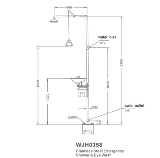 Bồn rửa mắt khẩn cấp WJH0358 Xem hình đầy đủ Bồn rửa mắt khẩn cấp WJH0358